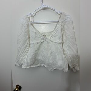Banana Republic Ramie Twist Front Shirt in White Size XS